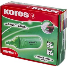 Kores 36105 Fosforlu Kalem Yeşil 10 Lu (1 Paket 10 Adet)