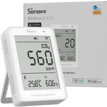 Sonoff Airguard CO2 Matter Akıllı Hava Kalitesi Ölçüm Cihazı | SAWF-08P Yüksek Hassasiyetli Ekran