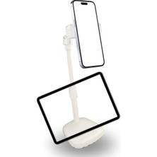 Krm Masa Üstü Tablet ve Telefon Tutucu Plastik Aparat Beyaz Telefon Standı (5047) Krm
