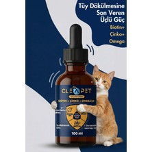 Cleapet Kedi Damla Tüy Dökülme Engelleyici Biotin Çinko ve Omega 3-6-9 100 ml Tüm Yaş Grupları İçin