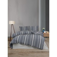 Hartex Soft Cotton Çift Kişilik Çizgili Antrasit Nevresim Takımı