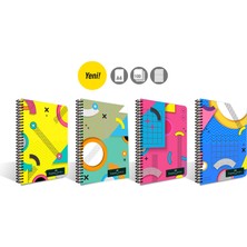  faber-castell a4 spiralli defter plastik kapak pattern 100 yaprak çizgili 5075000284 (4 lü paket)