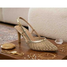 Frosty Shoes Gold Taşĺı Stiletto