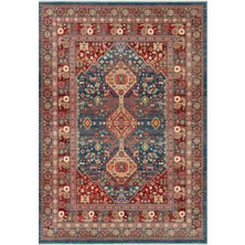 Eko Halı Heryerehalı Kybele Kyb 05 Navy Red Xw Sıcak Renk Tonlu Otantik Makine Halısı