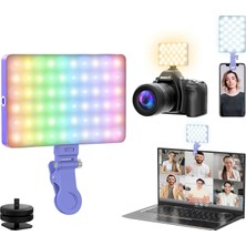 Fototek Rgb LED 120 Mini Klipsli Foto Kamera Cep Telefonu Rgb LED Işık Şarjlı Selfie Işık 2500-8500K