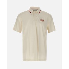 EA7 Erkek Vücut Sıcaklığını Sabit Tutan Kumaş Dar Kalıp Logo Desenli Kısa Kollu Krem Polo Yaka T-Shirt 7M001288 AF13520-U0004