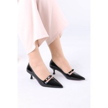 Sefayol Larue Siyah Rugan Tokalı Topuklu Kadın Ayakkabı