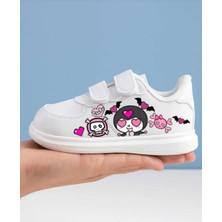 Lias Design Kurukafa Cute Lowe Baskılı Beyaz Bantlı Çocuk Spor Ayakkabı Sneaker