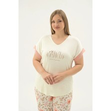Sevim 17385 Kadın Bıg Sıze Baskılı Pijama Takım