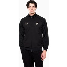 Erkek Normal Kalıp Esnek Kumaşlı Fermuarlı Dik Yakalı Ea7 Logo Detaylı Siyah Sweatshirt 7M002297 AF21420-UC001