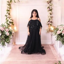 Siyah Saçaklı Uzun Gezboy Çocuk Abiye