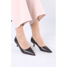 Sefayol Mauger Kahverengi Mat Deri Topuklu Kadın Ayakkabı