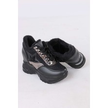 Sefayol Katle Siyah Kürklü Gizli Topuklu Kadın Spor Ayakkabı