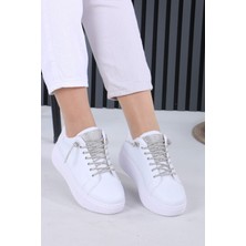 Sefayol Josep Beyaz Mat Deri Taşlı Kadın Spor Ayakkabı