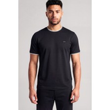 Paul & Shark Erkek Regular Fit Yuvarlak Çizgili Yakalı Metalik Logo Detaylı Kısa Kollu Siyah T-Shirt 26411008SM-011