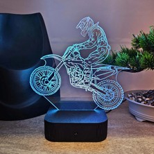Lerad-Lazer Art Yarış motosikleti Kişiye Özel RGB LED Lamba – 16 Renkli İsimli Gece Lambası (Adaptörlü)