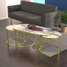 Savita Home Altın Dolunay Orta Sehpa 3'lü Set - 45 cm