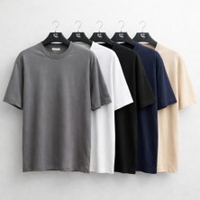 Wega Moda 5’li Paket Oversize Fit Basic Tişört – %100 Pamuk Günlük Erkek/kadın T-Shirt Seti