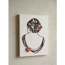 Zeda By Es 3 Boyutlu El Yapımı Kadın Silüeti Çiçekli Tablo Duvar Dekoru 35X50 cm
