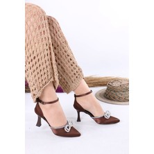 Sefayol Ambre Kahverengi Saten Kadın Topuklu Ayakkabı