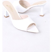 Sefayol Nadeen Beyaz Rugan Kadın Topuklu Terlik