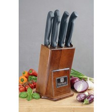 Akyüz Home Sürmene Mutfak Bıçak Seti Eskitme Ahşap Kütüklü Stand 8 Parça Çeyiz Bıçak Takımı Set Sürbisa 61510