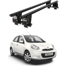 Today Auto Royal Nissan Micra / March (2010 - 2017) Uyumlu Siyah Kilitli Ara Atkı Port Bagaj Tavan Barı