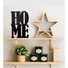 İDA Craft Siyah Ahşap Home Yazısı Duvar Dekor Aksesuarı