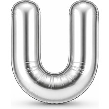 Eng Parti Dünyası U Harfi - Gümüş Folyo Harf Balon 40 Inç