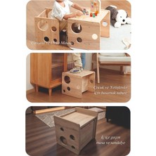 Ankebut Okul Öncesi Montessori Aktivite Çalışma Masası Takımı ve Basamaklı Tabure Çok Amaçlı