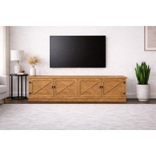 Boz Yapı Dekorasyon Mert 4 KAPAKLI %100 Doğal Ahşap Tv Ünitesi Konsol