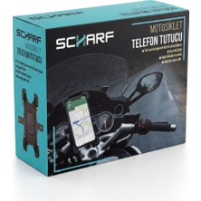 Scharf Motosiklet Telefon Tutucu Gidon Bağlantılı - 360° Ayarlanabilir, Sabitleme, Telefon Tutucu