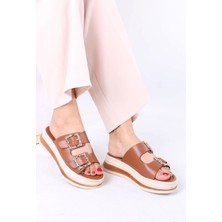 Sefayol Legget Taba Mat Deri Tokalı Kadın Terlik