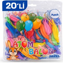 Renkli Atom Balon Punch Balon Lastik Ipli Parti Balonu 20 Adet