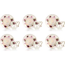 MİEN Mien Çiçek Desenli Porselen Retro Fincan Seti 6'lı