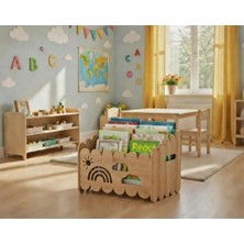 Ankebut Montessori Ahşap Oyuncak ve Kitap Saklama Kutusu