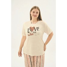 Sevim 17644 Kadın Bıg Sıze Baskılı Kısa Pijama Takım