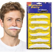 MiraLive 6’lı Yapışkanlı Beyaz Parti Bıyık Seti – Farklı Modeller