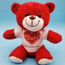 MiraLive Kalpli Seni Seviyorum Tişörtlü Kırmızı Peluş Ayıcık