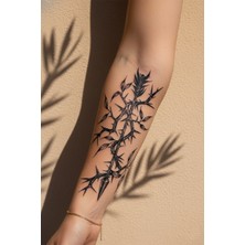 Dövme Kutusu Gotik Dikenli Dal ve Keskin Ok Ucu Figürlü Sanatsal Tattoo - Yarı Kalıcı / 1 Ay Kalıcı
