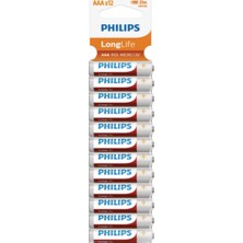 Philips Longlife İnce Kalem Pil AAA (12 Li Paket)