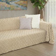 Latuda Home Ponela Koltuk Örtüsü Kaymaz Bohem Punch Kabartmalı 3 Boyutlu 175X350 cm ( X- Large ) Kaymaz, Bej