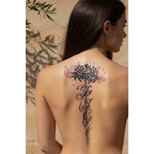 Dövme Kutusu Geometrik Lotus Çiçeği ve Estetik Rakam Kaligrafili Tattoo - Yarı Kalıcı / 1 Ay Kalıcı