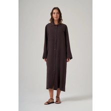 Nuss 6036 Boydan Düğmeli Kap - Bitter