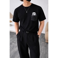 Tarz Cool Panda Baskılı Unisex Basic Tişört – Rahat Kesim Günlük Stil