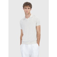 Ramsey Ekru Düz Örgü Pamuk Karışımlı Triko