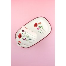 Bursa Porselen Dekor Red Roses Sunumluklu Porselen Kupa Takımı