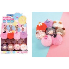 Gıpta Anahtarlık Cute Animal Pompom 6 Renk 24 Lü