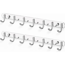 Microcase Duvara Monte Paslanmaz Çelik 6 Askılıklı Elbise ve Eşya Askılığı 2 Adet AL5713