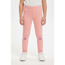 Toontoy Kız Çocuk Pileli Kelebek Nakışlı Tayt